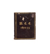 MELBOURNE CRICKET CLUB: 1872-73 Member's Season Ticket, leather covers with gilt "M.C.C. 1872-73" to both front and back, the "Member", "Hon. Treasurer", and "Date Issued" fields all left blank; holed once, probably to indicate attendance.