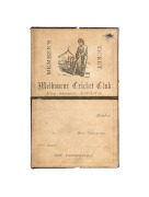 MELBOURNE CRICKET CLUB: 1872-73 Member's Season Ticket, leather covers with gilt "M.C.C. 1872-73" to both front and back, the "Member", "Hon. Treasurer", and "Date Issued" fields all left blank; holed once, probably to indicate attendance. - 2