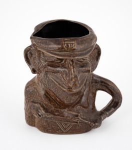 DON BRADMAN, Bendigo Pottery brown glazed caricature jug, limited edition 1104/3000, 15cm high.