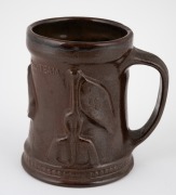 AUSTRALIAN OLYMPIC TEAM, 1976 MONTREAL, brown glazed commemorative mug by Bendigo Pottery, limited edition 217/3000, ​​​​​​​13cm high. - 2