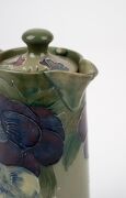 MOORCROFT rare and early "Pansy" pattern teapot and companion hot water pot on celadon green ground, (2 items), both impressed "MOORCROFT BURSLEM" with green signature "W. Moorcroft", ​​​​​​​15.5cm high. - 14