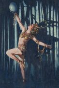 ARTIST UNKNOWN, (Art Deco dancing woman), oil on board, 50 x 35cm, 70 x 55cm overall. - 2