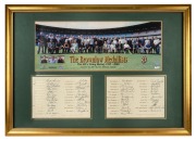 "The Brownlow Medallists - The AFL's Living History 1925 - 2000" display featuring the original signatures of fifty Brownlow medallists, including Verdun Howell, Bob Skilton, Kevin Murray, Len Thompson, Graham Teasdale, Bernie Quinlan, Ian Stewart, Barry 