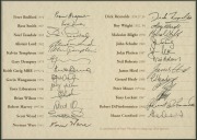 "The Brownlow Medallists - The AFL's Living History 1925 - 2000" display featuring the original signatures of fifty Brownlow medallists, including Verdun Howell, Bob Skilton, Kevin Murray, Len Thompson, Graham Teasdale, Bernie Quinlan, Ian Stewart, Barry - 2