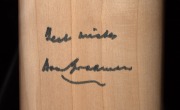 DON BRADMAN: A full-size "County" cricket bat signed by Bradman in permanent marker with dedication "Best wishes"; offered in attractive timber display case measuring 96 x 24 x 11cm. - 2