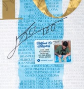 LIONEL MESSI: Personally signed ARGENTINA 2021-22 special edition Adidas jersey with name and number in gold; accompanied by photographic Certificate of Authenticity showing Messi during the signing for "Suvannasin Signings". - 3