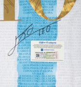 LIONEL MESSI: Personally signed ARGENTINA 2021-22 special edition Adidas jersey with name and number in gold; accompanied by photographic Certificate of Authenticity showing Messi during the signing for "Suvannasin Signings". - 4