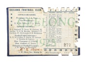 GEELONG'S FIRST PREMIERSHIP: 1925 season ticket for member #277, with fixture list and holes punched for each game attended. Defeating Collingwood by ten points, Geelong secured their first-ever VFL Premiership with a final score of 10.19 (79) to 9.15 - 2