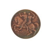 THE CENTENARY OF GOVERNMENT OF VICTORIA 1851 - 1951: Bronze commemorative medal (55mm) designed by Andor Meszaros (made by K.G.Luke) engraved verso "V.F.L. JUBILEE PREMIERSHIP CARNIVAL - Won By - COLLINGWOOD FOOTBALL CLUB - PLAYER - R. RICHARDS - 9/5/51"