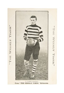GEELONG - L. JAMES: Circa 1910 The Weekly Times "Victorian Footballers" postcard; VF.