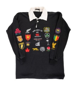 1991 RUGBY WORLD CUP: Canterbury commemorative rugby jumper, limited edition #531/600, with sixteen national crests stitched onto the front and down the arms; size 42.