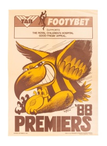 WEG - HAWTHORN: Original 1988 Premiers poster; condition excellent.