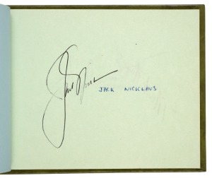 1977 U.S. MASTERS TOURNAMENT: An autograph book containing fifty-five signatures gathered at Augusta National Golf Club on April 5th 1977 (the second practice day); signatories include Jack Nicklaus, Seve Ballesteros, Billy Casper, Ben Crenshaw, Gene Littler, Johnny Miller, Gary Player, Curtis Strange, and many others.