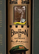 DON BRADMAN: Framed and glazed display titled "The Greatest", comprising full-size Sykes commemorative Bradman bat with attached trading card featuring Bradman's original signature in permanent marker, together with print of Bradman and detailed enumerati - 2
