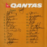 WALLABIES: Circa 2005 official commemorative short-sleeved rugby jumper, player edition [#PL247] issued to Eddie Jones, with twenty-three original signatures including those of George Gregan, Stephen Larkham, Matt Giteau, George Smith, and Eddie Jones; si - 2