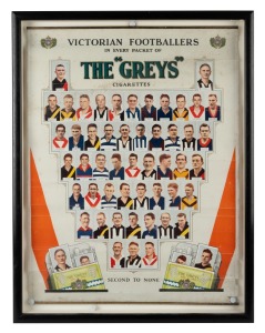 1933 Godfrey Phillips "The Greys" Cigarette Cards: an extremely scarce advertising poster depicting all 50 of the cards which would be found in each pack of The Greys cigarettes. The only such example we have seen.