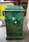 Late-19th century tabletop dual stereoscope, simulated malachite marbling, hand-operated slide magazine; dimensions approx. 53 x 27 x 27.5cm. - 6