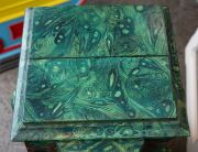 Late-19th century tabletop dual stereoscope, simulated malachite marbling, hand-operated slide magazine; dimensions approx. 53 x 27 x 27.5cm. - 8