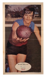 1971 SCANLENS "FOOTBALLERS" POSTER - FITZROY: Norm Dare, poster #15/24; folded, but nevertheless extremely scarce.