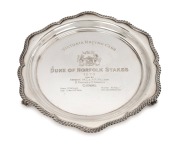 1973 VICTORIA RACING CLUB - DUKE OF NORFOLK STAKES: Sterling silver trophy dish produced by Drummonds for the race run at Flemington on March 17th 1973, engraved "Won by/Messrs. M.C. & A.R. Millson/D. Thomas & N. Gibson's/CITADEL/Rider R. Setches - Traine