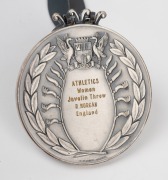 1962 PERTH COMMONWEALTH GAMES: Silver winner's medal by K.G. Luke, text on obverse "1962 VII British Empire And Commonwealth Games/Perth/Western Australia", engraved on reverse "Athletics/Women/Javelin Throw/R. Morgan/England", offered in original present - 3