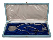 1962 PERTH COMMONWEALTH GAMES: Silver winner's medal by K.G. Luke, text on obverse "1962 VII British Empire And Commonwealth Games/Perth/Western Australia", engraved on reverse "Athletics/Women/Javelin Throw/R. Morgan/England", offered in original present - 4