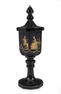 MOSER amethyst glass vase and cover with gilt decoration, 19th century, 29cm high