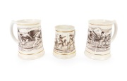 Group of Franklin Porcelain commemorative tankards, comprising 1982 "The Ashes (Centenary) Tankard" (2), and 1985 "World Championship of Cricket, Australia". (3 items)