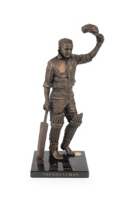 DON BRADMAN: 1999 bronze statuette "Don Bradman - Lord's 1930 - The Great Man" by Tanya Bartlett, limited edition #116/2500, signed and editioned on the bat by the artist, raised on marble base onto which Bradman's facsimile signature has been engraved; overall height 39cm.