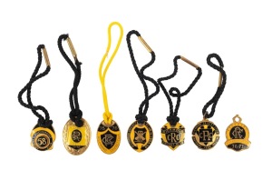 RICHMOND CRICKET CLUB: Group of membership fobs comprising the years 1954-55, 1958, 1958-59, 1960-61, 1975-76, 1976-77, and 1977-78. (7 items)
