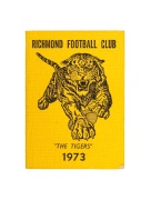 RICHMOND 1973 PREMIERSHIP: Season ticket for member #2362, with fixture list and holes punched for each game attended.