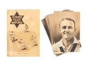 POSTCARDS: 1936-37 English & Australian Test Cricketers: twenty portrait postcards, including Bradman, Brown, Chipperfield, Darling, Fingleton, Grimmett & McCabe for Australia; and Allen (captain), Duckworth, Leyland, Fishlock, Hammond & Verity, all conta