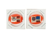 1968-69 Twisties / Milo Football shaped plastic badges for VFL teams St. Kilda and Fitzroy, (2).