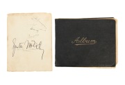 AUTOGRAPHS: A 1920s - early 1930s autograph book from which a few pages have been removed. The remaining pages feature the original autographs of various Australian swimmers, Australian and French tennis players, Andrew Charlton (swimmer), cricketers, etc