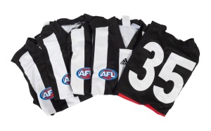 COLLINGWOOD - AWAY GUERNSEYS: A group of 2006 match-worn sleeveless guernseys (Adidas and Wizard branding on front, Emirates branding on back), comprising #11 (Shane O'Bree), #14 (Shane Wakelin), #25 (Josh Fraser), #34 (Jason Cloke), and #35 (Simon Prestigiacomo). (5 items)