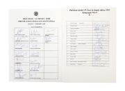 1997/98 JUNIOR WORLD CUP, SOUTH AFRICA: fully signed team sheets from PAKISTAN (U-19) including Ahmer Saeed, M. Shakeel, Shoaib Malik and Abdul Razzak); and, INDIA (U-19) including Amit Pagnis, Reetinder Sodhi, Harbhajan Singh and Virendet Sehwag), (2 rar