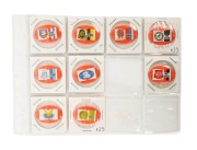 1968-69 Twisties / Milo Football shaped plastic badges for SANFL teams Central Districts, Glenelg, Norwood, Port Adelaide, Sturt, South Adelaide, West Adelaide, West Torrens and Woodville, (9). Rarely seen.