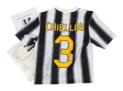 A GIORGIO CHIELLINI SIGNED JUVENTUS JERSEY An official Juventus garment with Nike numbered label, attractively signed and endorsed "3" by the player; accompanied by a JamesA GIORGIO CHIELLINI SIGNED JUVENTUS JERSEY Spence Authentication certificate (and n