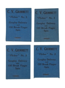 C.V. GRIMMETT: "Flicker No.2 - Googley Delivery and Off Break Finger Spin", four complete booklets by Flicker Productions Ltd., 113b Earls Court Road, London; 1930.