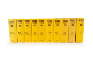 WISDEN CRICKETERS' ALMANACKS: A group of hardcover editions comprising the years 1990 (2), 1991-97, and 1999; all dust jackets present. (10 items)