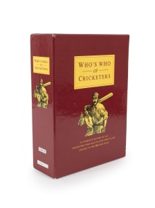 WHO'S WHO OF CRICKETERS: 1993 cloth-bound edition by Hamlin (London), 1199pp., with slipcase; eleven signatures on piece have been pasted into the front section, including those of Dickie Bird, John Arlott, E.W. Swanton, and Henry Blofeld.