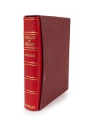 "PAGEANT OF CRICKET" by David Frith with a foreword by Sir Donald Bradman AC [London : Macmillan, 1987], de-luxe leather-bound edition in original cloth-bound slipcase; this being No. 161 of 200; signed by Bradman and Frith to a pastedown label to the ins