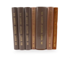 WISDEN'S CRICKETERS' ALMANACK - WILLOWS REPRINTS: Limited-edition group comprising 1880 (#242/500, 1987), 1887 (#179/500, 1989), 1906 (#350/500, 1999), 1916 (#434/1000, 1990), 1917 (#449/500, 1997), 1918 (#423/500, 1997), and 1919 (#409/500, 1997); all at