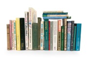 GOLF BOOKS: Mid-to-late 20th century group comprising thirteen hardcovers and fourteen softcovers; noted 1998 "Pete Georgiady's Wood Shafted Gold Club Value Guide" (signed by the author) and "The Golf Courses of Old Tom Morris" by Robert Kroeger (limited 