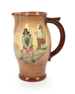 Large Royal Doulton Kingsware golfing pitcher, D5716, height 24 cm.