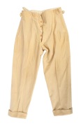 A pair of Clarrie Grimmett's pure wool cricket flannel trousers, circa 1930s, maker unknown; well worn. Provenance: The Clarrie Grimmett Collection; his family, by descent.
