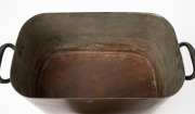 An antique copper scullery pot with lid, stamped "38", 19th century, ​​​​​​​25cm high, 49cm across the handles. - 4
