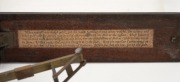 A. WILKINSON antique brass and timber sovereign scales with original lithograph paper instructions, 19th century, the case 15cm long when closed. - 4