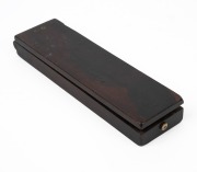 A. WILKINSON antique brass and timber sovereign scales with original lithograph paper instructions, 19th century, the case 15cm long when closed. - 5