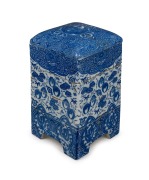 An antique Japanese blue and white porcelain four sectional bento box with phoenix decoration, Meiji period, 19th century, ​​​​​​​26cm high.
